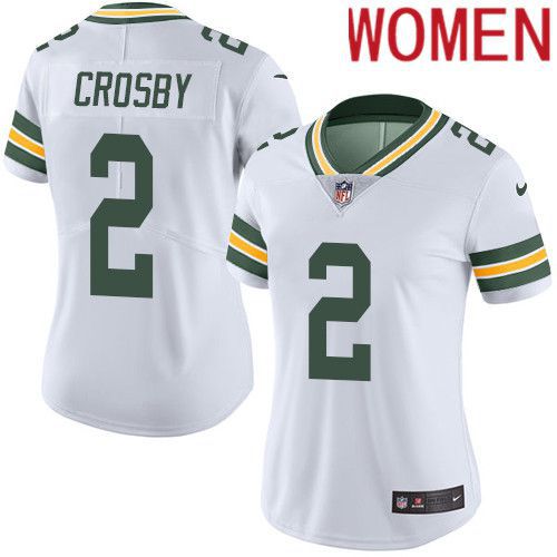 Women Green Bay Packers 2 Mason Crosby White Nike Vapor Limited NFL Jersey